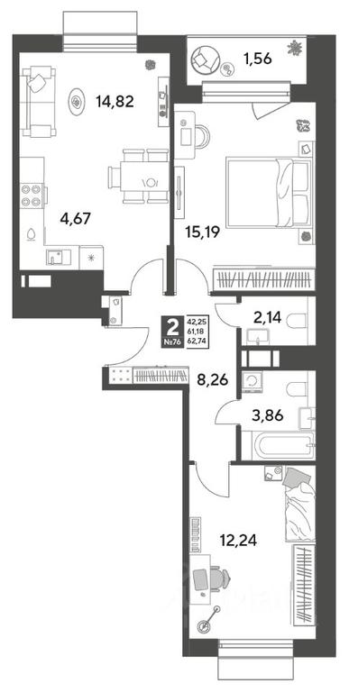 1-BD Apartment Sale, 62.74平方米 at Publitsist, ulitsa Zelyonaya Roshcha, Pushkino, Moscow Region, Russia #1 1-BD Apartment Sale, 62.74平方米 at Publitsist, ulitsa Zelyonaya Roshcha, Pushkino, Moscow Region, Russia #1