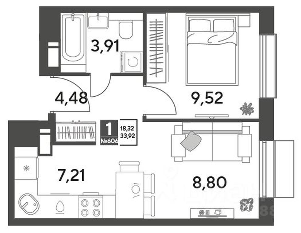 Apartment Sale, 33.92平方米 at Publitsist, ulitsa Zelyonaya Roshcha, Pushkino, Moscow Region, Russia #2 Apartment Sale, 33.92平方米 at Publitsist, ulitsa Zelyonaya Roshcha, Pushkino, Moscow Region, Russia #2