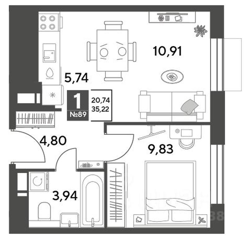Apartment Sale, 35.22 sq. m. at Publitsist, ulitsa Zelyonaya Roshcha, Pushkino, Moscow Region, Russia #1 Apartment Sale, 35.22 sq. m. at Publitsist, ulitsa Zelyonaya Roshcha, Pushkino, Moscow Region, Russia #1