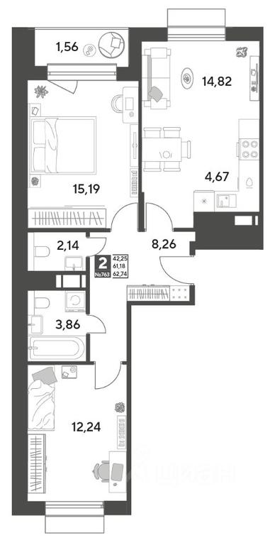 1-BD Apartment Sale, 62.74平方米 at Publitsist, ulitsa Zelyonaya Roshcha, Pushkino, Moscow Region, Russia #2 1-BD Apartment Sale, 62.74平方米 at Publitsist, ulitsa Zelyonaya Roshcha, Pushkino, Moscow Region, Russia #2