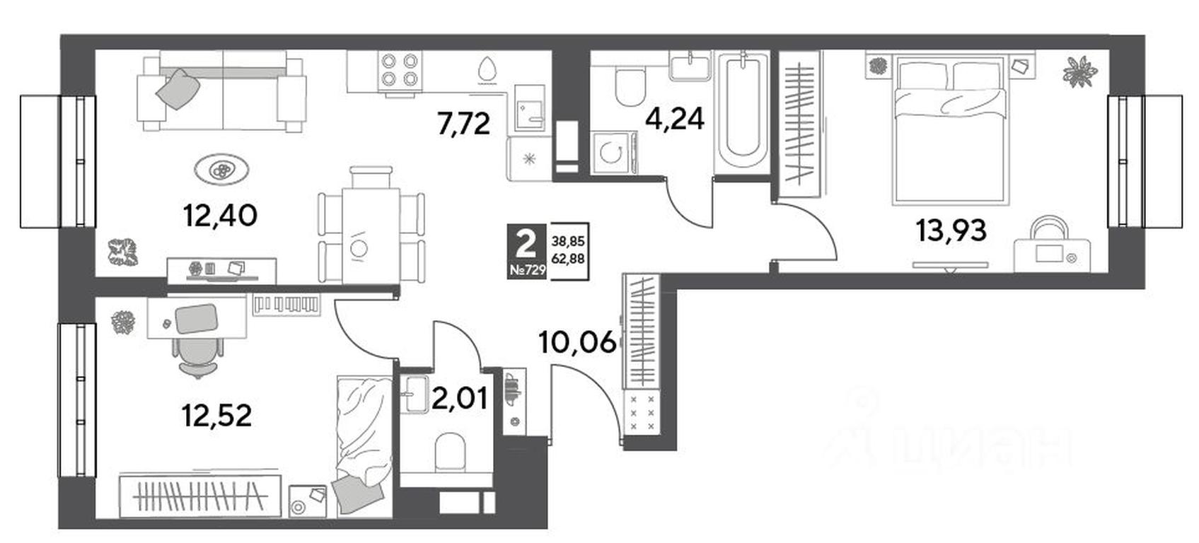 1-BD Apartment Sale, 62.88 sq. m. at Publitsist, ulitsa Zelyonaya Roshcha, Pushkino, Moscow Region, Russia #1 1-BD Apartment Sale, 62.88 sq. m. at Publitsist, ulitsa Zelyonaya Roshcha, Pushkino, Moscow Region, Russia #1