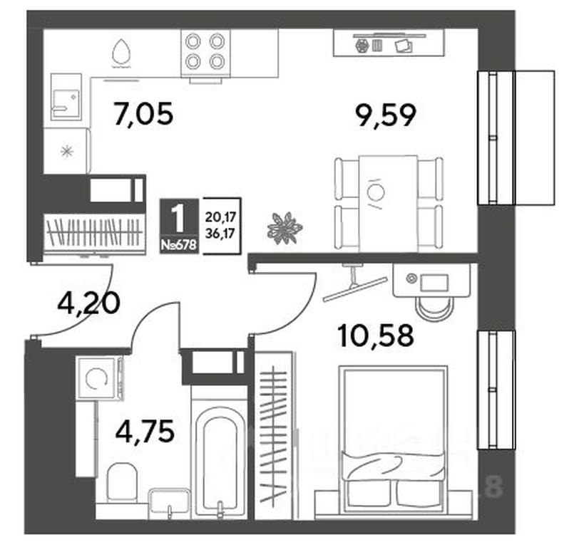 Apartment Sale, 36.17 sq. m. at Publitsist, ulitsa Zelyonaya Roshcha, Pushkino, Moscow Region, Russia #1