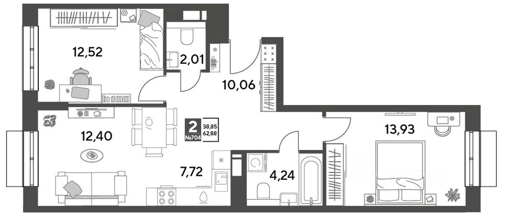 Продажа 1-комн. квартиры, 62,88 м² в ЖК «Публицист», улица Зелёная Роща, Пушкино, Московская область, Россия #1