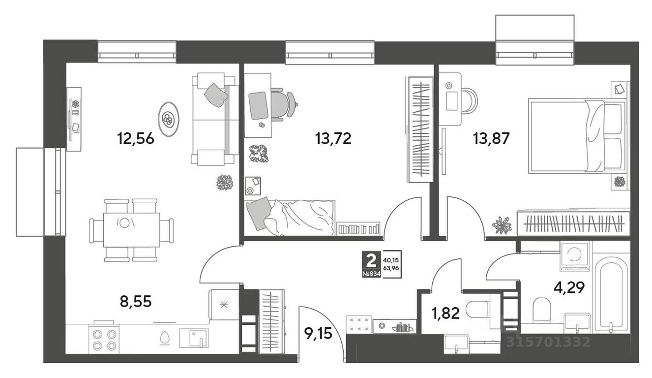 1-BD Apartment Sale, 63.96 sq. m. at Publitsist, ulitsa Zelyonaya Roshcha, Pushkino, Moscow Region, Russia #1 1-BD Apartment Sale, 63.96 sq. m. at Publitsist, ulitsa Zelyonaya Roshcha, Pushkino, Moscow Region, Russia #1