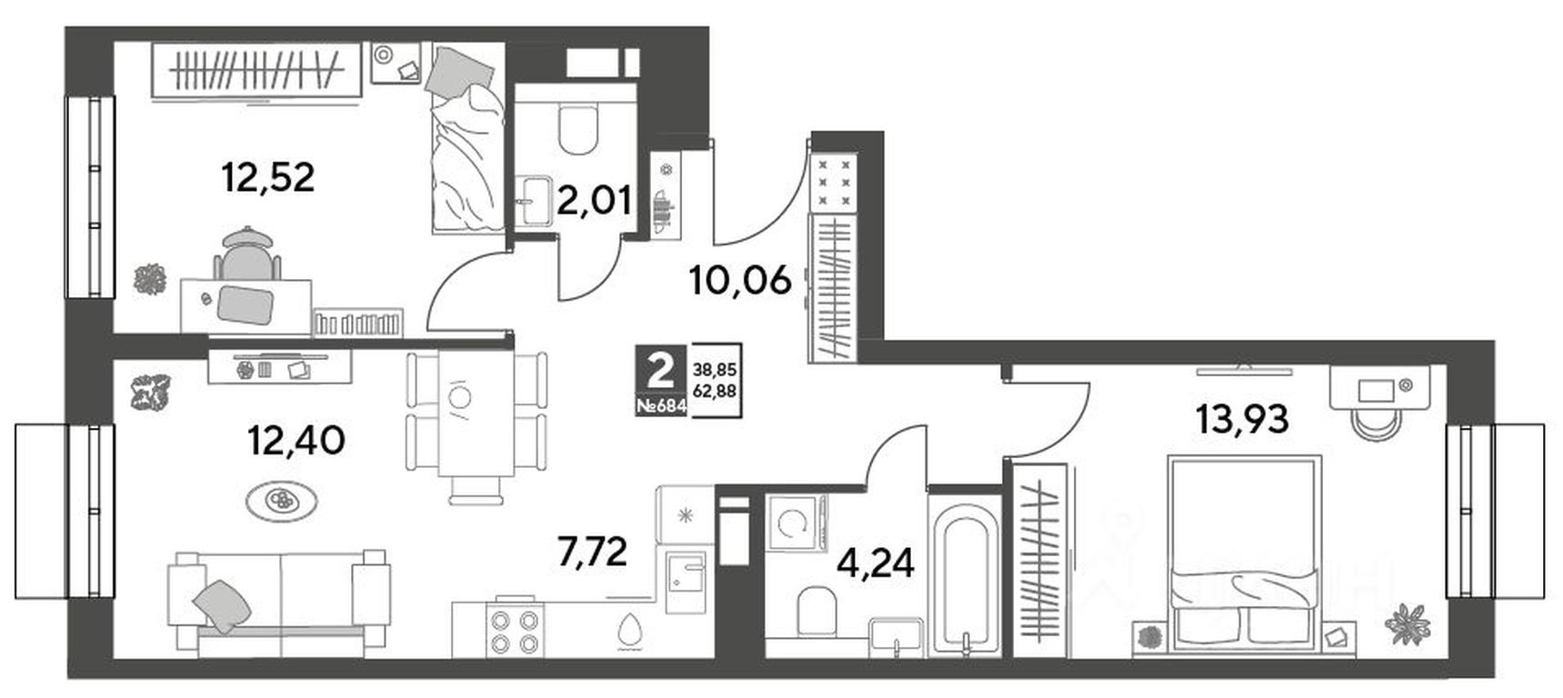 1-BD Apartment Sale, 62.88平方米 at Publitsist, ulitsa Zelyonaya Roshcha, Pushkino, Moscow Region, Russia #2 1-BD Apartment Sale, 62.88平方米 at Publitsist, ulitsa Zelyonaya Roshcha, Pushkino, Moscow Region, Russia #2