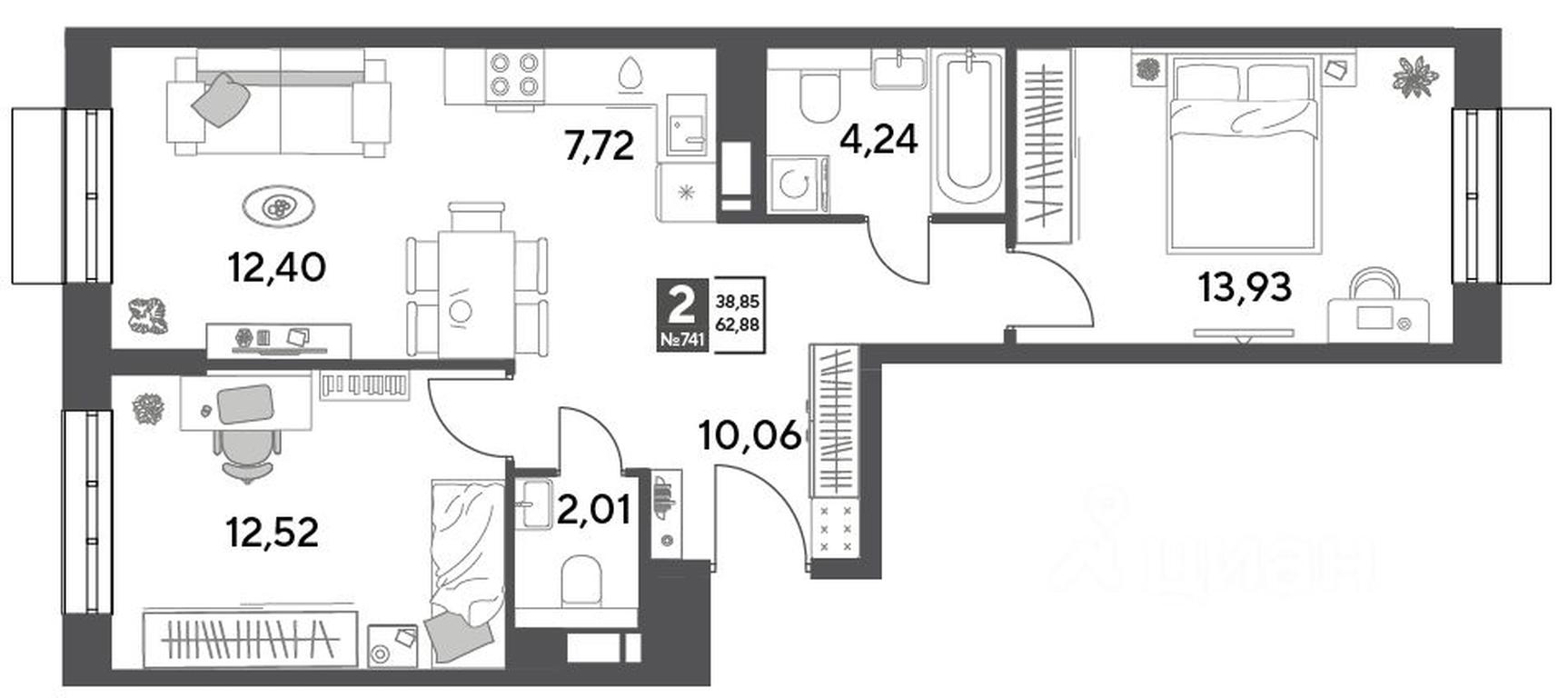 1-BD Apartment Sale, 62.88平方米 at Publitsist, ulitsa Zelyonaya Roshcha, Pushkino, Moscow Region, Russia #1 1-BD Apartment Sale, 62.88平方米 at Publitsist, ulitsa Zelyonaya Roshcha, Pushkino, Moscow Region, Russia #1