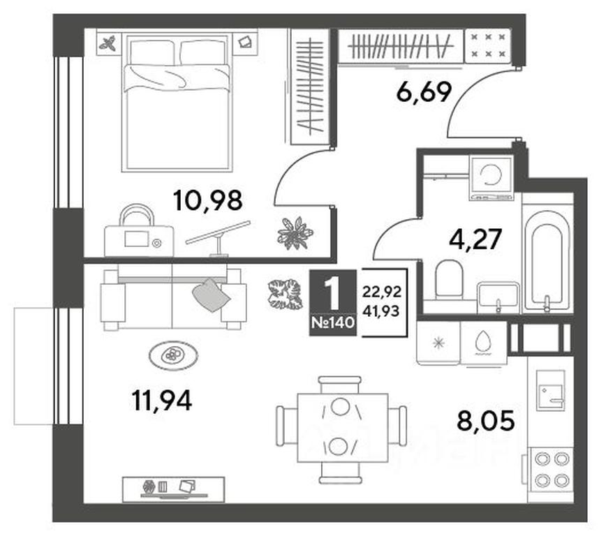 Apartment Sale, 41.93 sq. m. at Publitsist, ulitsa Zelyonaya Roshcha, Pushkino, Moscow Region, Russia #1