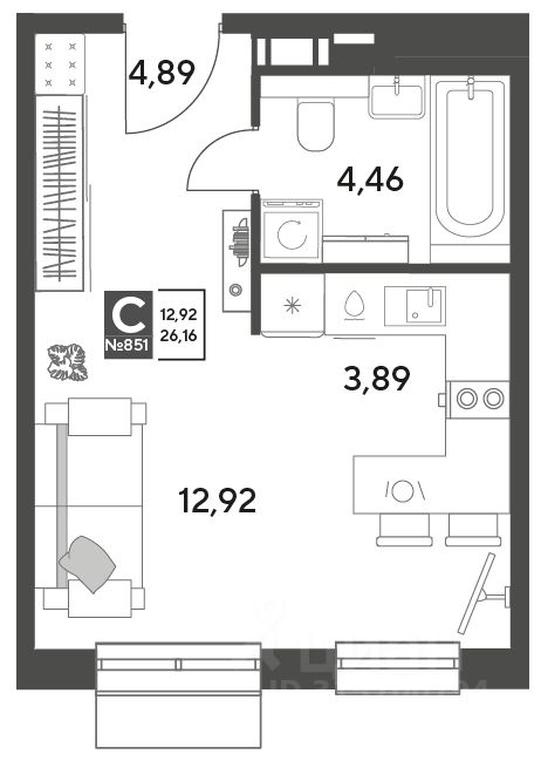 Apartment Sale, 26.16平方米 at Publitsist, ulitsa Zelyonaya Roshcha, Pushkino, Moscow Region, Russia #1
