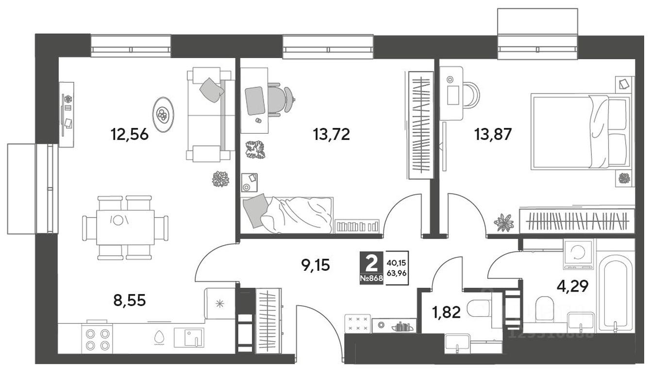 1-BD Apartment Sale, 63.96 sq. m. at Publitsist, ulitsa Zelyonaya Roshcha, Pushkino, Moscow Region, Russia #2 1-BD Apartment Sale, 63.96 sq. m. at Publitsist, ulitsa Zelyonaya Roshcha, Pushkino, Moscow Region, Russia #2