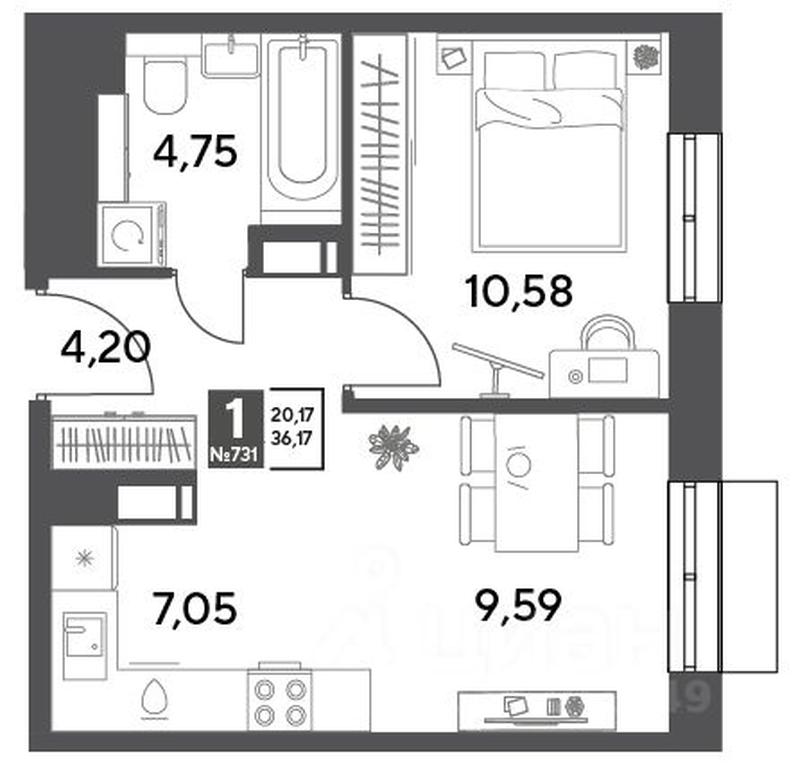 Apartment Sale, 36.17平方米 at Publitsist, ulitsa Zelyonaya Roshcha, Pushkino, Moscow Region, Russia #1 Apartment Sale, 36.17平方米 at Publitsist, ulitsa Zelyonaya Roshcha, Pushkino, Moscow Region, Russia #1