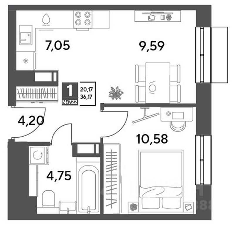 Apartment Sale, 36.17平方米 at Publitsist, ulitsa Zelyonaya Roshcha, Pushkino, Moscow Region, Russia #2 Apartment Sale, 36.17平方米 at Publitsist, ulitsa Zelyonaya Roshcha, Pushkino, Moscow Region, Russia #2