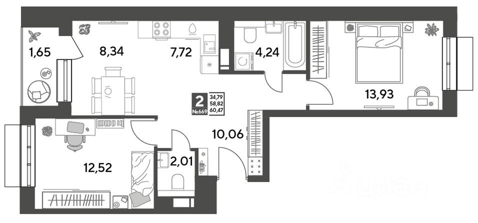 1-BD Apartment Sale, 60.47 sq. m. at Publitsist, ulitsa Zelyonaya Roshcha, Pushkino, Moscow Region, Russia #1 1-BD Apartment Sale, 60.47 sq. m. at Publitsist, ulitsa Zelyonaya Roshcha, Pushkino, Moscow Region, Russia #1