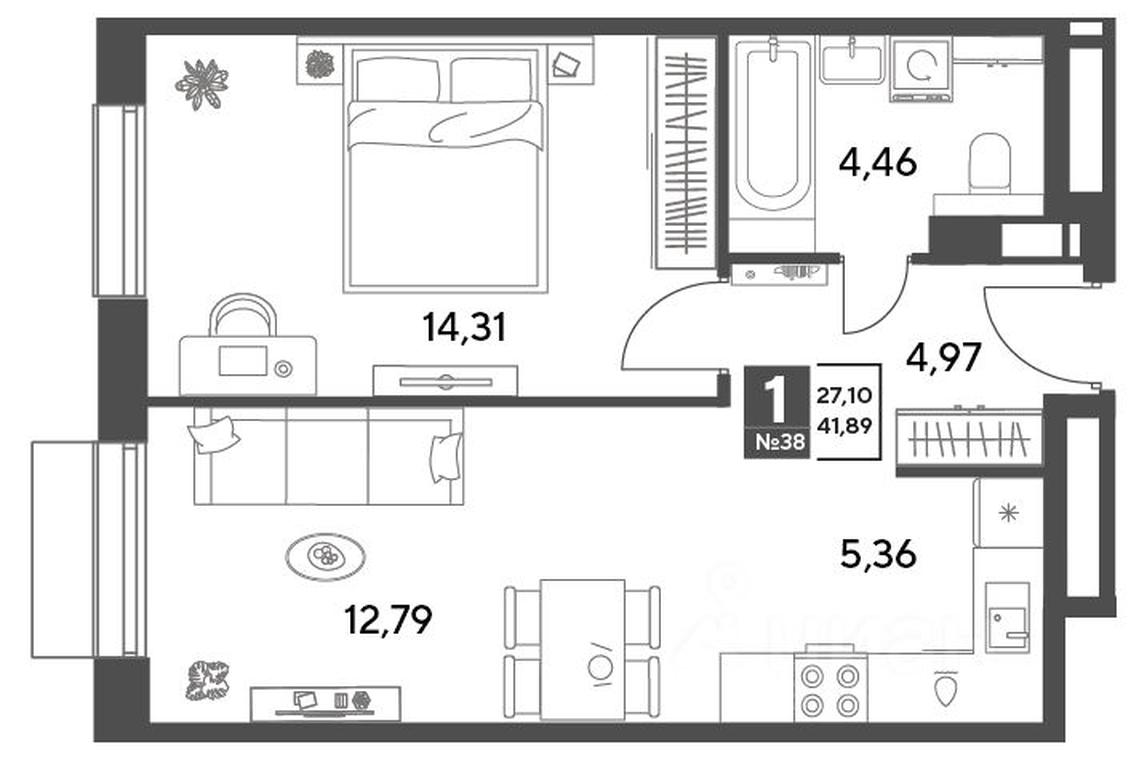 Apartment Sale, 41.89 sq. m. at Publitsist, ulitsa Zelyonaya Roshcha, Pushkino, Moscow Region, Russia #1 Apartment Sale, 41.89 sq. m. at Publitsist, ulitsa Zelyonaya Roshcha, Pushkino, Moscow Region, Russia #1