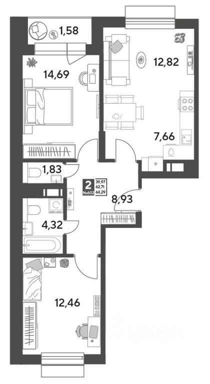 1-BD Apartment Sale, 64.29 sq. m. at Publitsist, ulitsa Zelyonaya Roshcha, Pushkino, Moscow Region, Russia #1 1-BD Apartment Sale, 64.29 sq. m. at Publitsist, ulitsa Zelyonaya Roshcha, Pushkino, Moscow Region, Russia #1