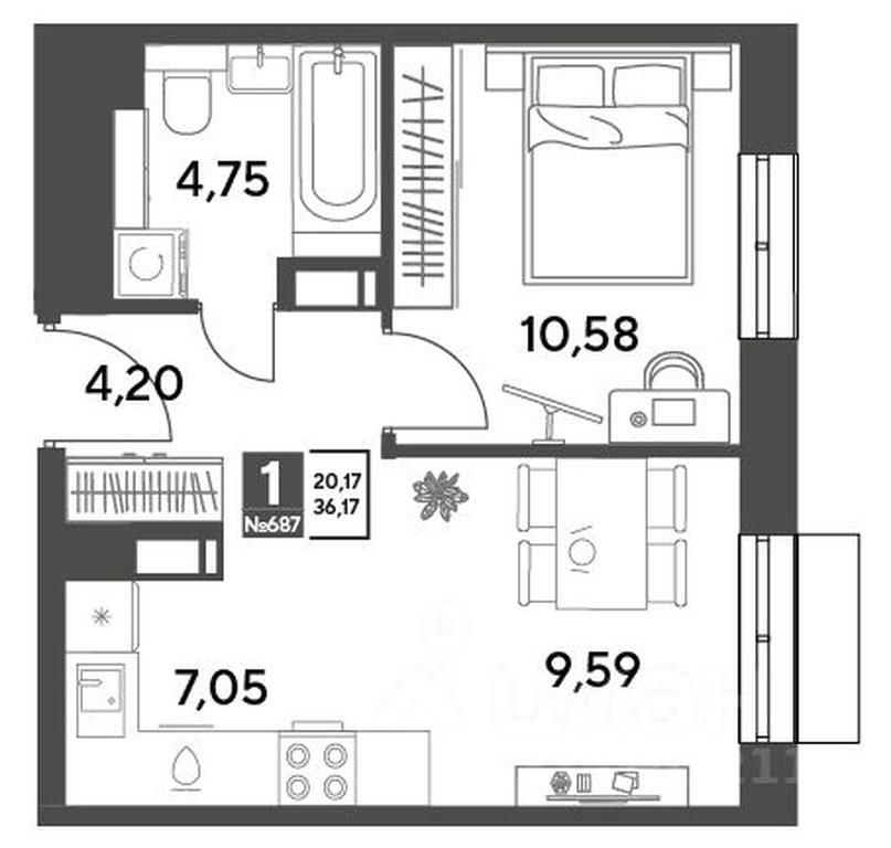 Apartment Sale, 36.17平方米 at Publitsist, ulitsa Zelyonaya Roshcha, Pushkino, Moscow Region, Russia #1 Apartment Sale, 36.17平方米 at Publitsist, ulitsa Zelyonaya Roshcha, Pushkino, Moscow Region, Russia #1