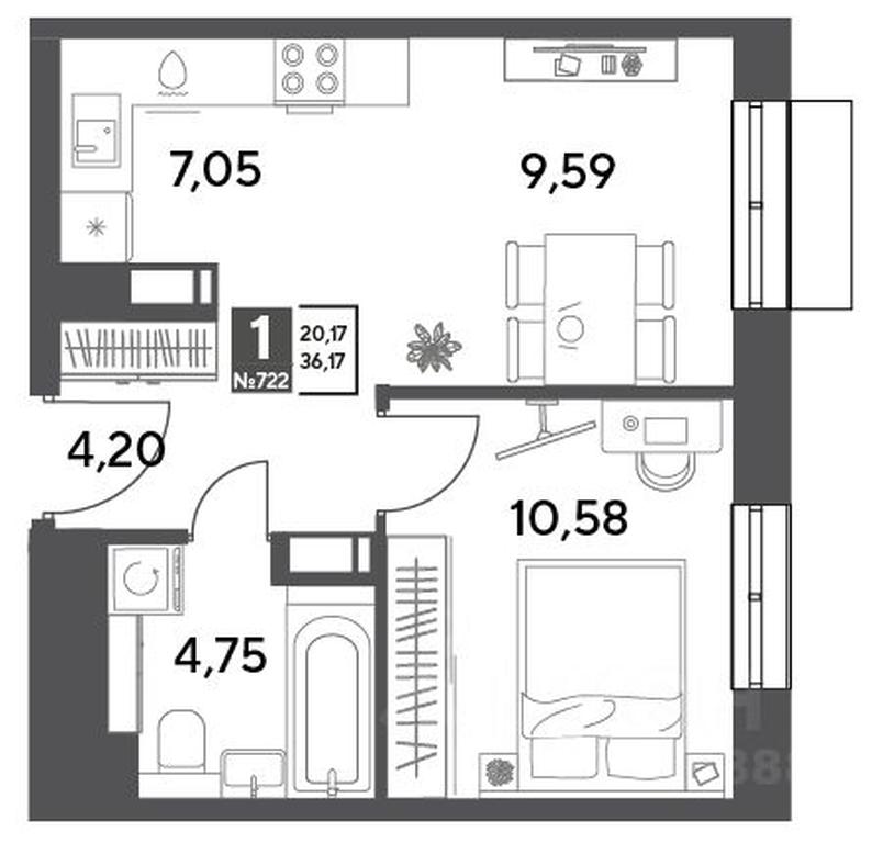Apartment Sale, 36.17平方米 at Publitsist, ulitsa Zelyonaya Roshcha, Pushkino, Moscow Region, Russia #2 Apartment Sale, 36.17平方米 at Publitsist, ulitsa Zelyonaya Roshcha, Pushkino, Moscow Region, Russia #2