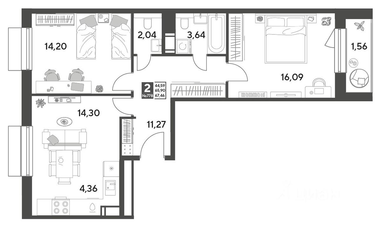 1-BD Apartment Sale, 67.46平方米 at Publitsist, ulitsa Zelyonaya Roshcha, Pushkino, Moscow Region, Russia #1 1-BD Apartment Sale, 67.46平方米 at Publitsist, ulitsa Zelyonaya Roshcha, Pushkino, Moscow Region, Russia #1