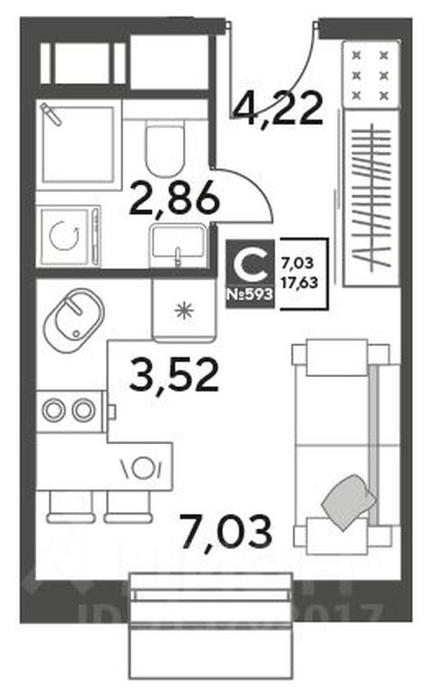 Apartment Sale, 17.63平方米 at Publitsist, ulitsa Zelyonaya Roshcha, Pushkino, Moscow Region, Russia #1