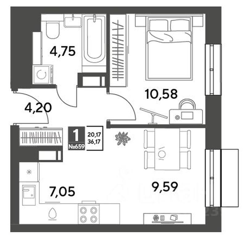 Apartment Sale, 36.17 sq. m. at Publitsist, ulitsa Zelyonaya Roshcha, Pushkino, Moscow Region, Russia #1