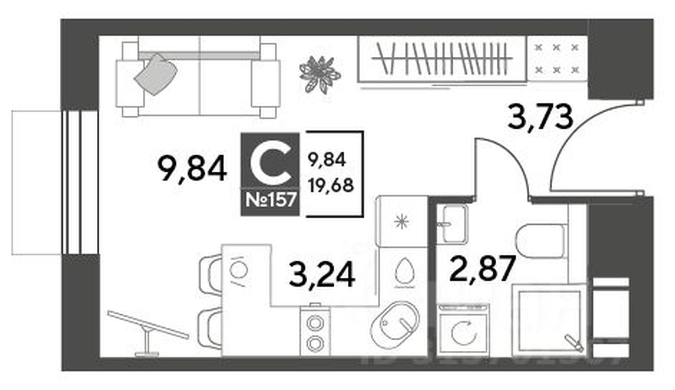 Apartment Sale, 19.68平方米 at Publitsist, ulitsa Zelyonaya Roshcha, Pushkino, Moscow Region, Russia #1