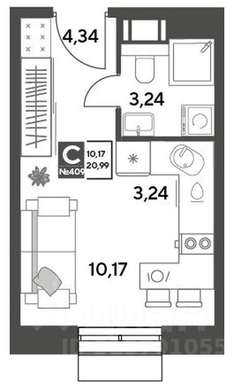 Apartment Sale, 20.99平方米 at Publitsist, ulitsa Zelyonaya Roshcha, Pushkino, Moscow Region, Russia #1