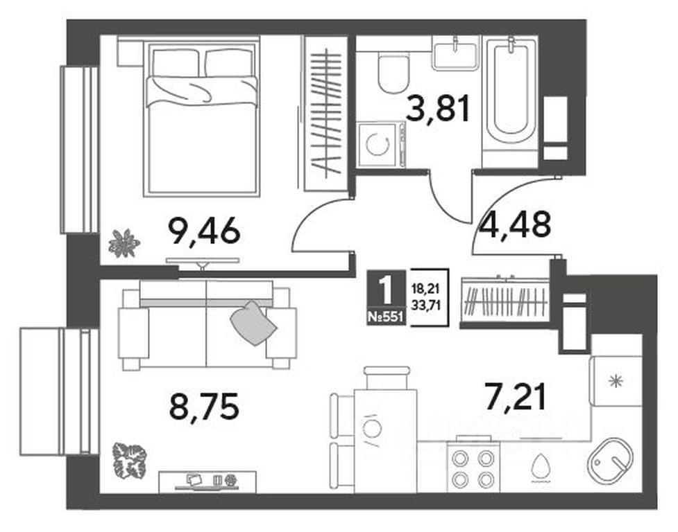 Apartment Sale, 33.71平方米 at Publitsist, ulitsa Zelyonaya Roshcha, Pushkino, Moscow Region, Russia #1 Apartment Sale, 33.71平方米 at Publitsist, ulitsa Zelyonaya Roshcha, Pushkino, Moscow Region, Russia #1