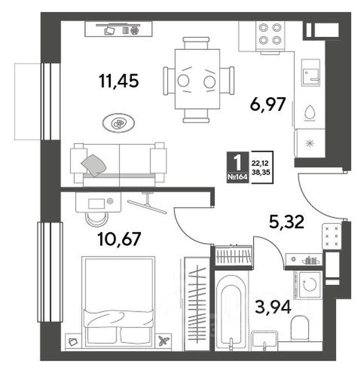 Apartment Sale, 38.35 sq. m. at Publitsist, ulitsa Zelyonaya Roshcha, Pushkino, Moscow Region, Russia #1
