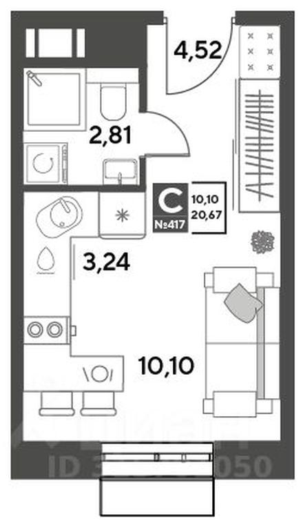 Apartment Sale, 20.67平方米 at Publitsist, ulitsa Zelyonaya Roshcha, Pushkino, Moscow Region, Russia #1