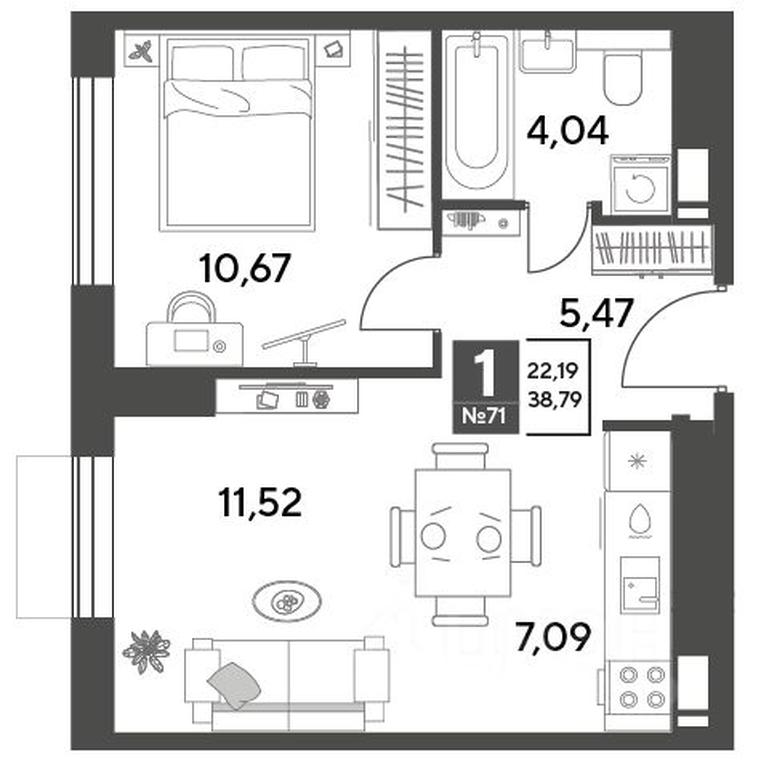 Продажа квартиры, 38,79 м² в ЖК «Публицист», улица Зелёная Роща, Пушкино, Московская область, Россия #1