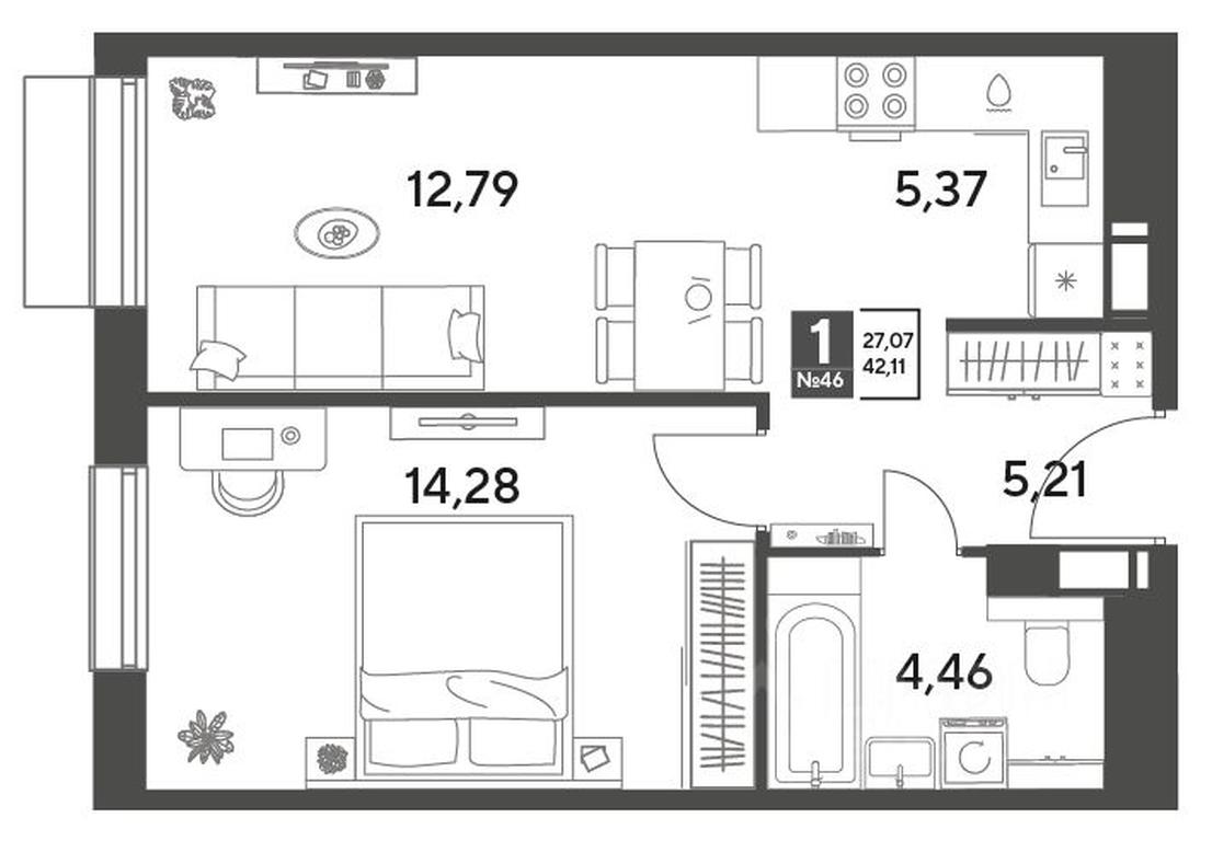 Apartment Sale, 42.11平方米 at Publitsist, ulitsa Zelyonaya Roshcha, Pushkino, Moscow Region, Russia #1 Apartment Sale, 42.11平方米 at Publitsist, ulitsa Zelyonaya Roshcha, Pushkino, Moscow Region, Russia #1