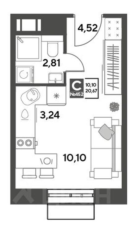 Apartment Sale, 20.67平方米 at Publitsist, ulitsa Zelyonaya Roshcha, Pushkino, Moscow Region, Russia #1