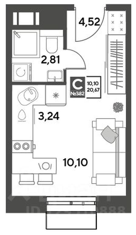 Apartment Sale, 20.67平方米 at Publitsist, ulitsa Zelyonaya Roshcha, Pushkino, Moscow Region, Russia #2