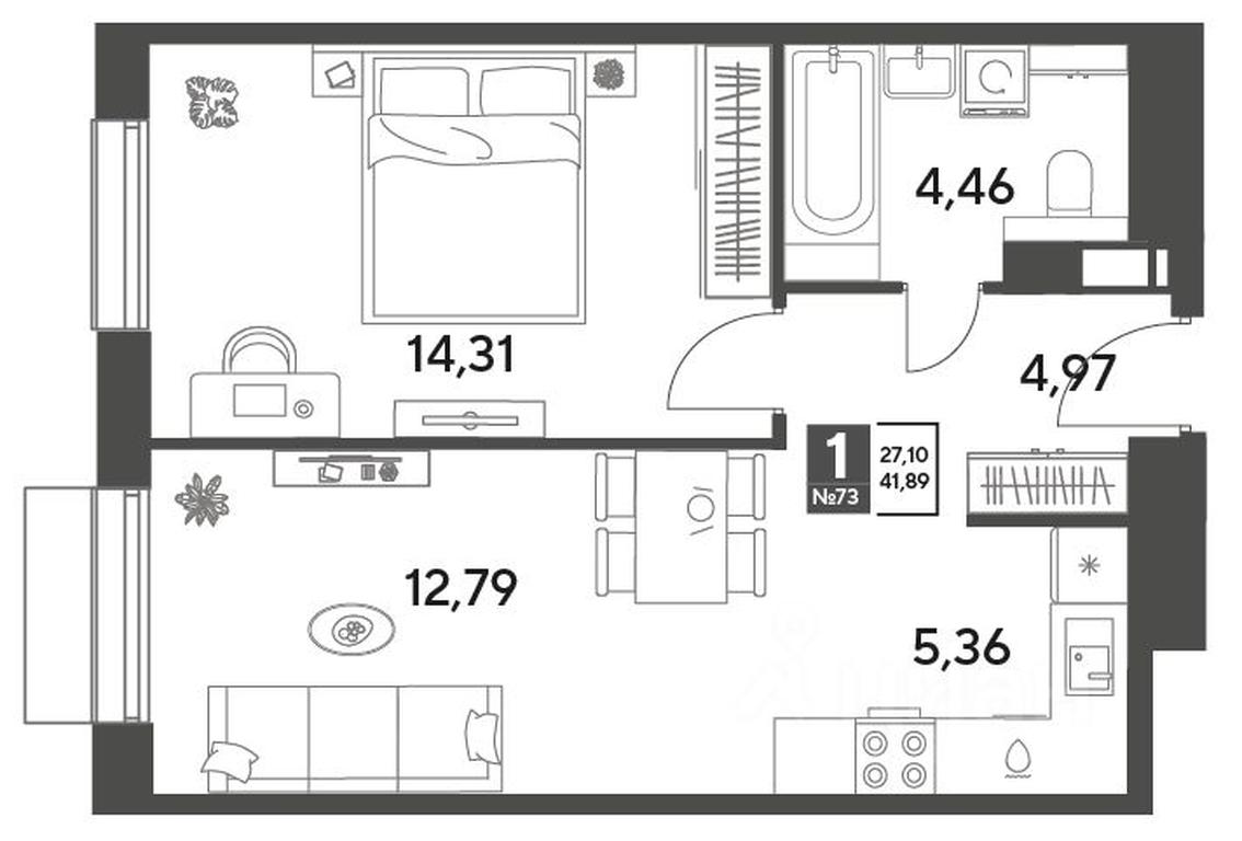 Apartment Sale, 41.89平方米 at Publitsist, ulitsa Zelyonaya Roshcha, Pushkino, Moscow Region, Russia #1 Apartment Sale, 41.89平方米 at Publitsist, ulitsa Zelyonaya Roshcha, Pushkino, Moscow Region, Russia #1