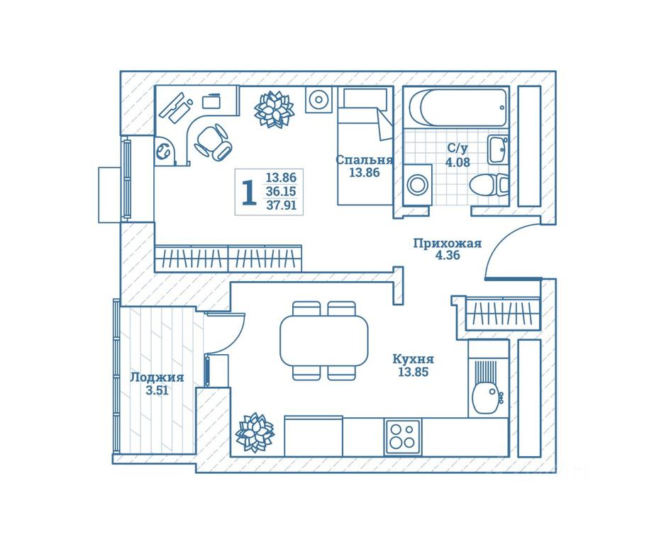 Apartment Sale, 38.3平方米 at Novograd Monino, ulitsa Alksnisa, rabochiy posyolok Monino, Shchyolkovo Urban District, Moscow Region, Russia #1