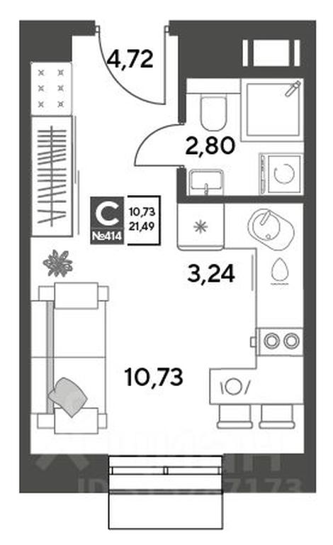 Apartment Sale, 21.49平方米 at Publitsist, ulitsa Zelyonaya Roshcha, Pushkino, Moscow Region, Russia #1