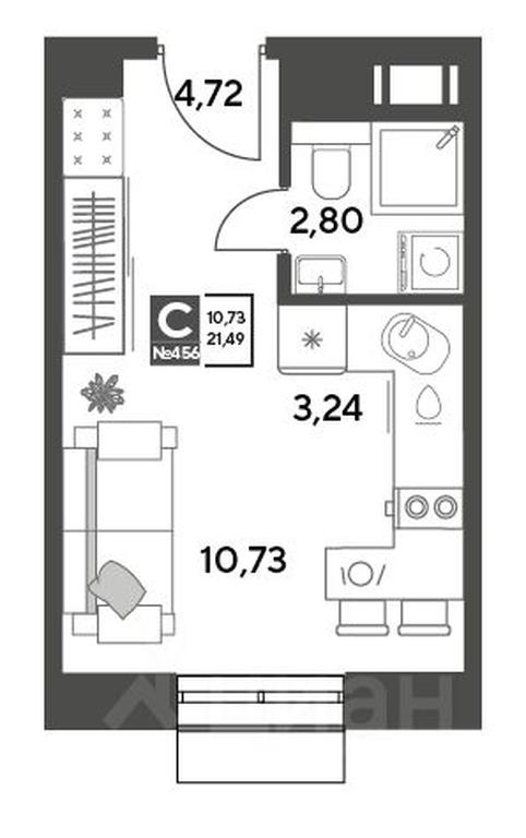 Apartment Sale, 21.49平方米 at Publitsist, ulitsa Zelyonaya Roshcha, Pushkino, Moscow Region, Russia #1