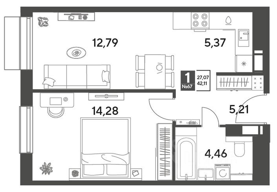 Apartment Sale, 42.11平方米 at Publitsist, ulitsa Zelyonaya Roshcha, Pushkino, Moscow Region, Russia #1 Apartment Sale, 42.11平方米 at Publitsist, ulitsa Zelyonaya Roshcha, Pushkino, Moscow Region, Russia #1