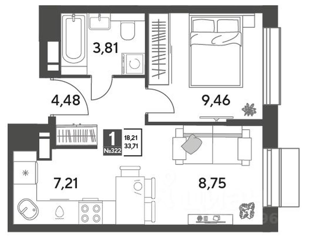Apartment Sale, 33.71 sq. m. at Publitsist, ulitsa Zelyonaya Roshcha, Pushkino, Moscow Region, Russia #1 Apartment Sale, 33.71 sq. m. at Publitsist, ulitsa Zelyonaya Roshcha, Pushkino, Moscow Region, Russia #1
