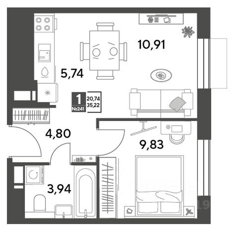 Apartment Sale, 35.22平方米 at Publitsist, ulitsa Zelyonaya Roshcha, Pushkino, Moscow Region, Russia #1 Apartment Sale, 35.22平方米 at Publitsist, ulitsa Zelyonaya Roshcha, Pushkino, Moscow Region, Russia #1
