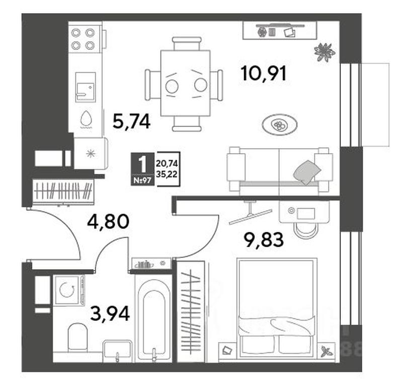 Apartment Sale, 35.22平方米 at Publitsist, ulitsa Zelyonaya Roshcha, Pushkino, Moscow Region, Russia #2 Apartment Sale, 35.22平方米 at Publitsist, ulitsa Zelyonaya Roshcha, Pushkino, Moscow Region, Russia #2