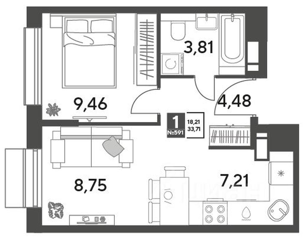 Apartment Sale, 33.71平方米 at Publitsist, ulitsa Zelyonaya Roshcha, Pushkino, Moscow Region, Russia #2 Apartment Sale, 33.71平方米 at Publitsist, ulitsa Zelyonaya Roshcha, Pushkino, Moscow Region, Russia #2