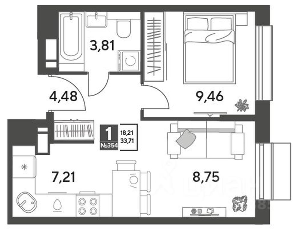 Apartment Sale, 33.71平方米 at Publitsist, ulitsa Zelyonaya Roshcha, Pushkino, Moscow Region, Russia #1 Apartment Sale, 33.71平方米 at Publitsist, ulitsa Zelyonaya Roshcha, Pushkino, Moscow Region, Russia #1