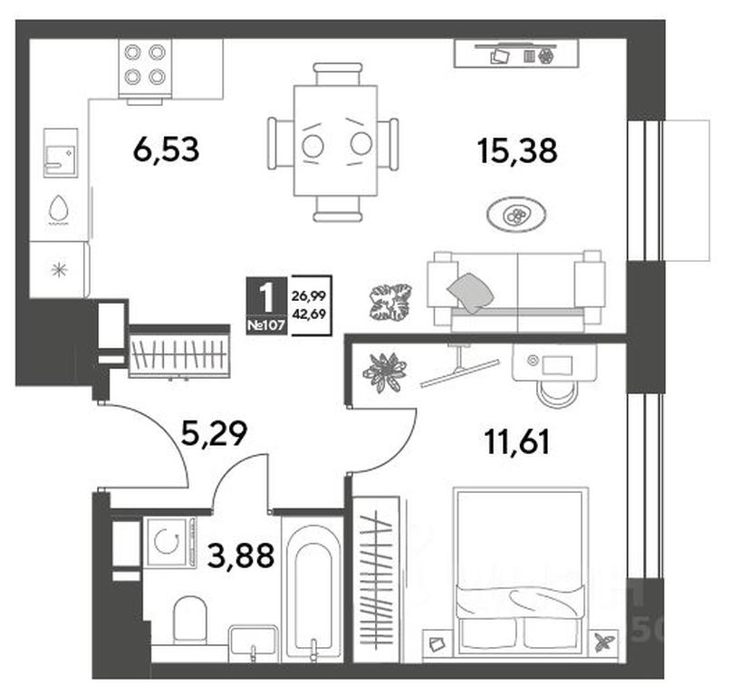 Apartment Sale, 42.69 sq. m. at Publitsist, ulitsa Zelyonaya Roshcha, Pushkino, Moscow Region, Russia #1 Apartment Sale, 42.69 sq. m. at Publitsist, ulitsa Zelyonaya Roshcha, Pushkino, Moscow Region, Russia #1