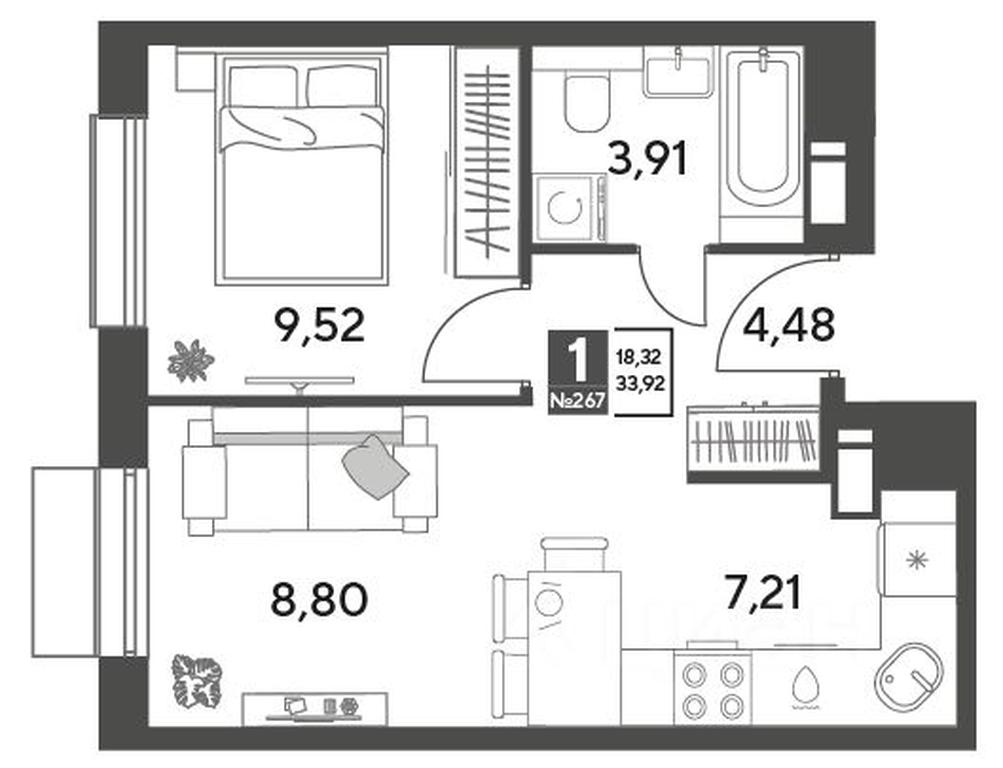 Apartment Sale, 33.92平方米 at Publitsist, ulitsa Zelyonaya Roshcha, Pushkino, Moscow Region, Russia #1 Apartment Sale, 33.92平方米 at Publitsist, ulitsa Zelyonaya Roshcha, Pushkino, Moscow Region, Russia #1