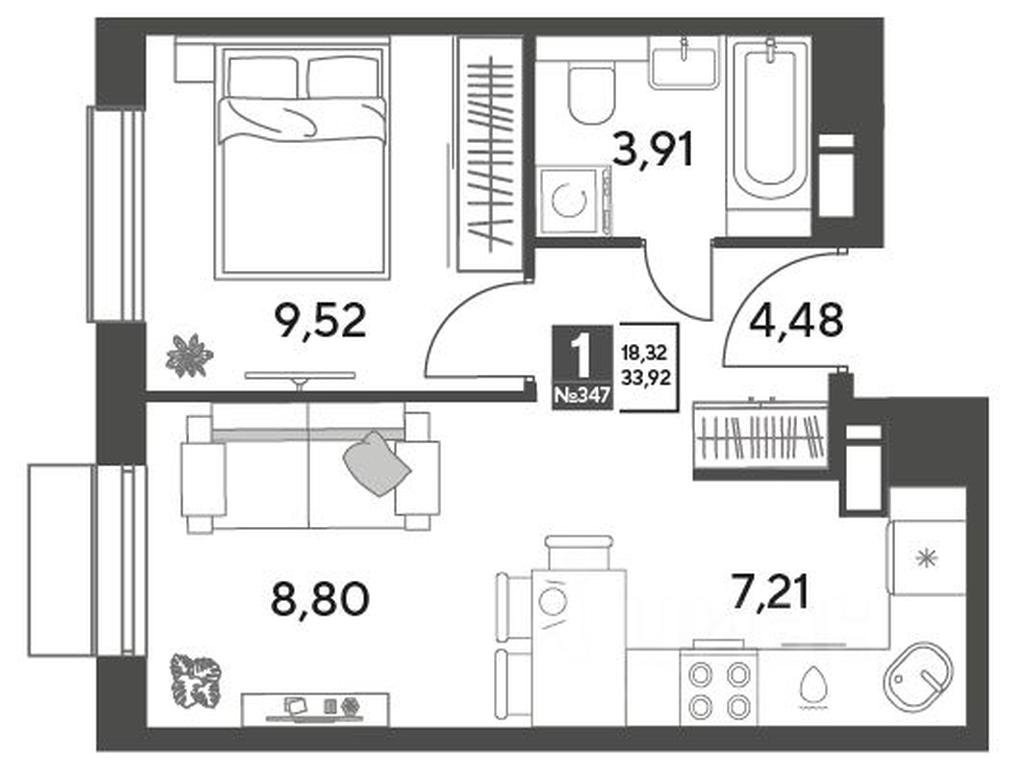 Apartment Sale, 33.92平方米 at Publitsist, ulitsa Zelyonaya Roshcha, Pushkino, Moscow Region, Russia #2 Apartment Sale, 33.92平方米 at Publitsist, ulitsa Zelyonaya Roshcha, Pushkino, Moscow Region, Russia #2