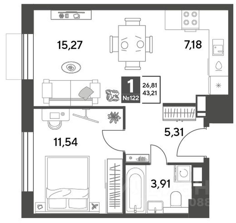 Apartment Sale, 43.21 sq. m. at Publitsist, ulitsa Zelyonaya Roshcha, Pushkino, Moscow Region, Russia #2 Apartment Sale, 43.21 sq. m. at Publitsist, ulitsa Zelyonaya Roshcha, Pushkino, Moscow Region, Russia #2