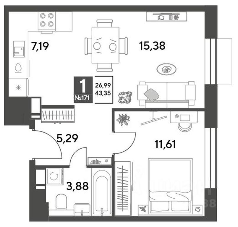 Apartment Sale, 43.35平方米 at Publitsist, ulitsa Zelyonaya Roshcha, Pushkino, Moscow Region, Russia #1 Apartment Sale, 43.35平方米 at Publitsist, ulitsa Zelyonaya Roshcha, Pushkino, Moscow Region, Russia #1