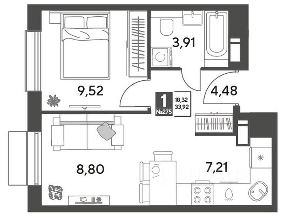 Apartment Sale, 33.92平方米 at Publitsist, ulitsa Zelyonaya Roshcha, Pushkino, Moscow Region, Russia #1 Apartment Sale, 33.92平方米 at Publitsist, ulitsa Zelyonaya Roshcha, Pushkino, Moscow Region, Russia #1