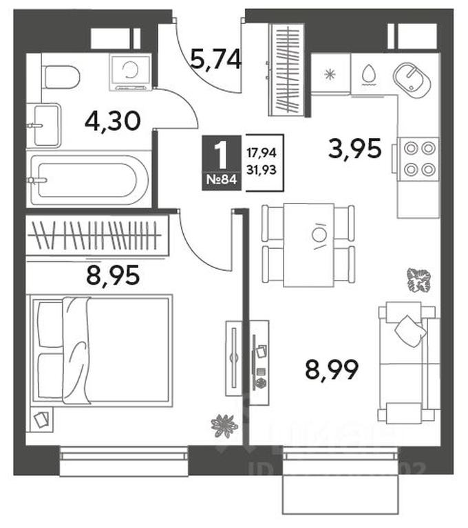 Apartment Sale, 31.93 sq. m. at Publitsist, ulitsa Zelyonaya Roshcha, Pushkino, Moscow Region, Russia #1