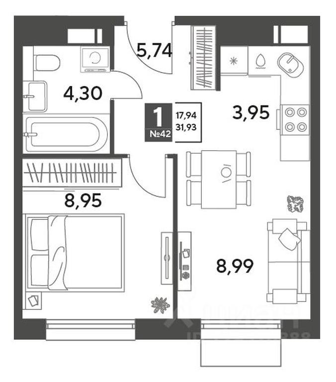 Apartment Sale, 31.93 sq. m. at Publitsist, ulitsa Zelyonaya Roshcha, Pushkino, Moscow Region, Russia #2